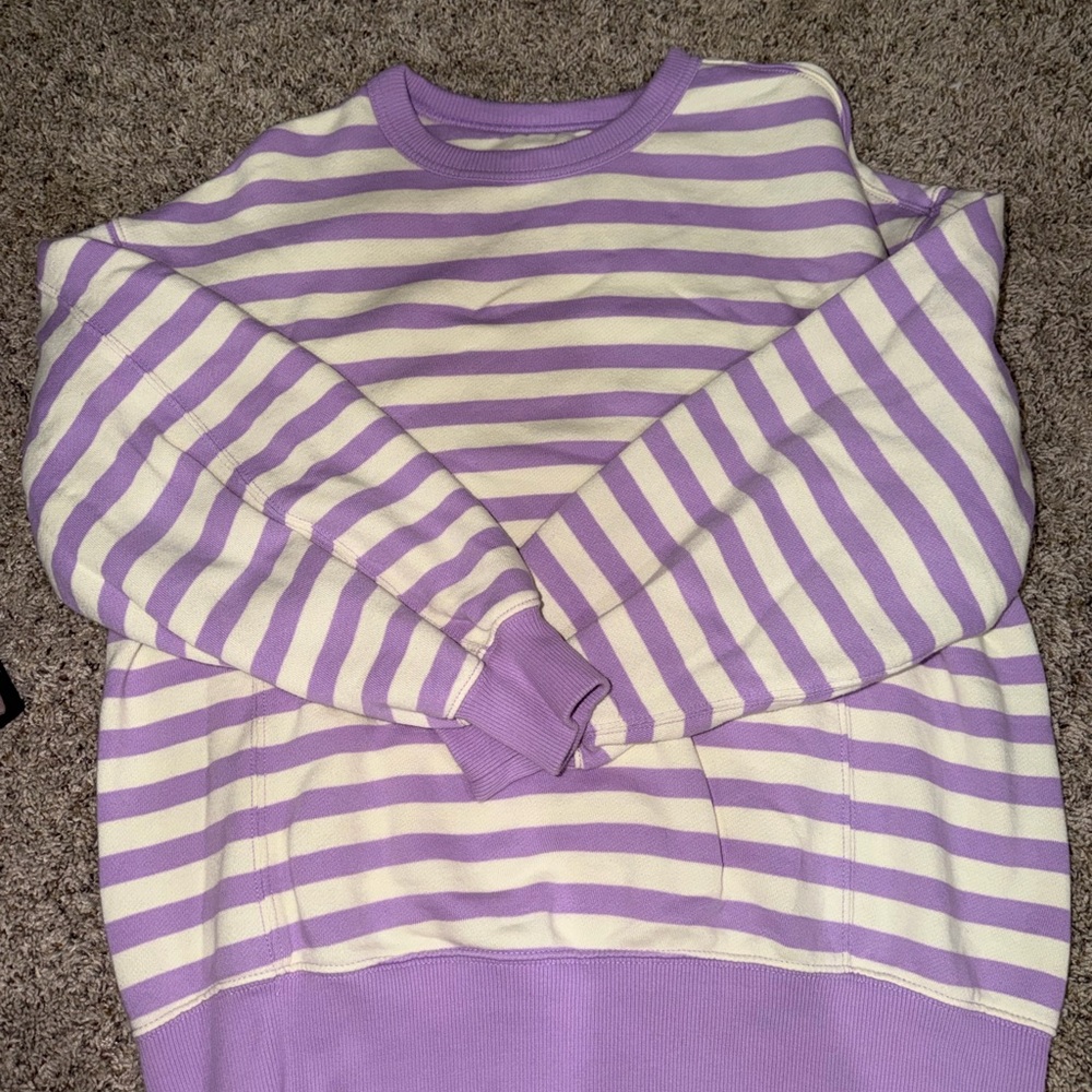 Lavender & White Striped oversized Aerie crewneck